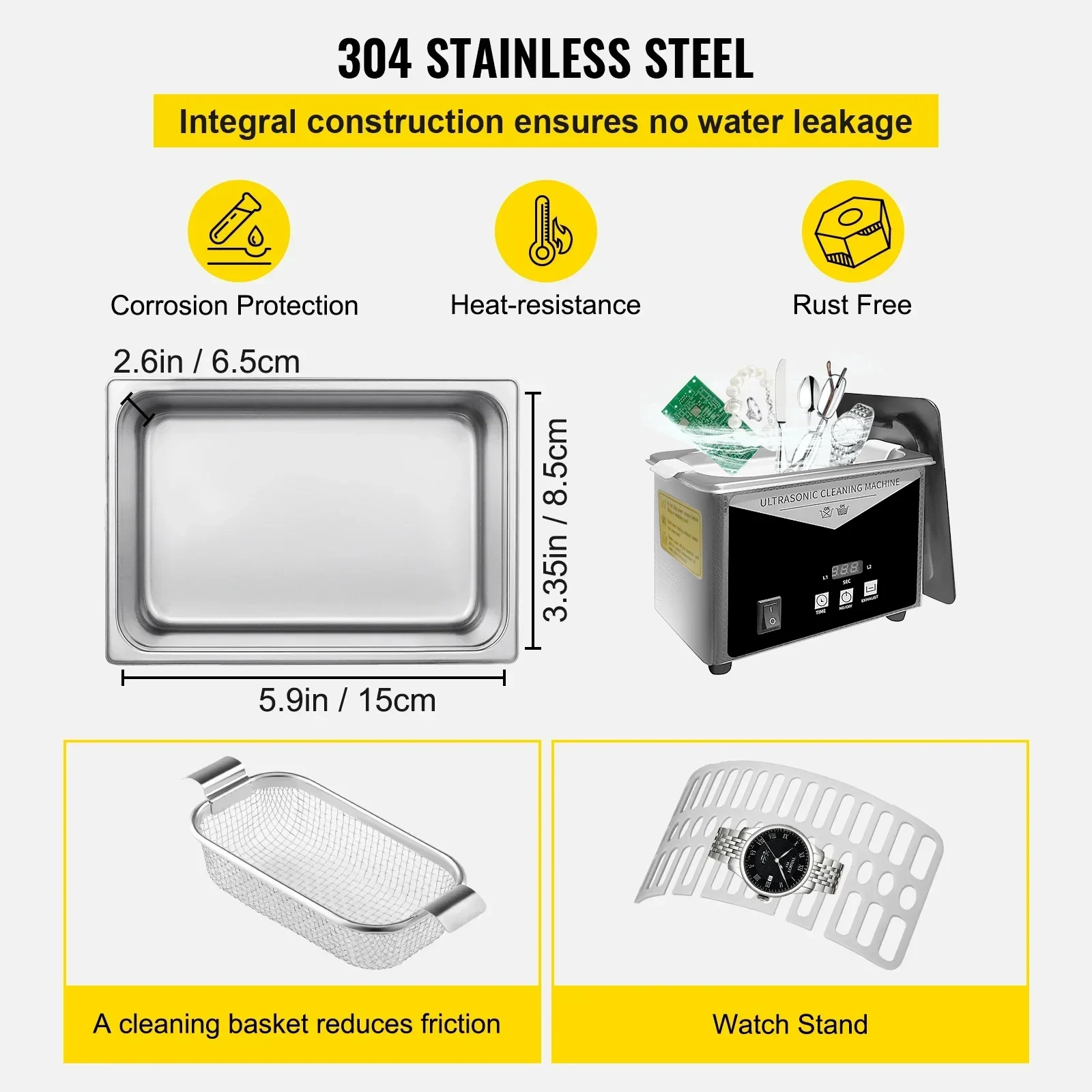 시하오 초음파 세척기, 스테인리스 스틸 재질, 주얼리  - Home Appliances 리뷰 및 가격