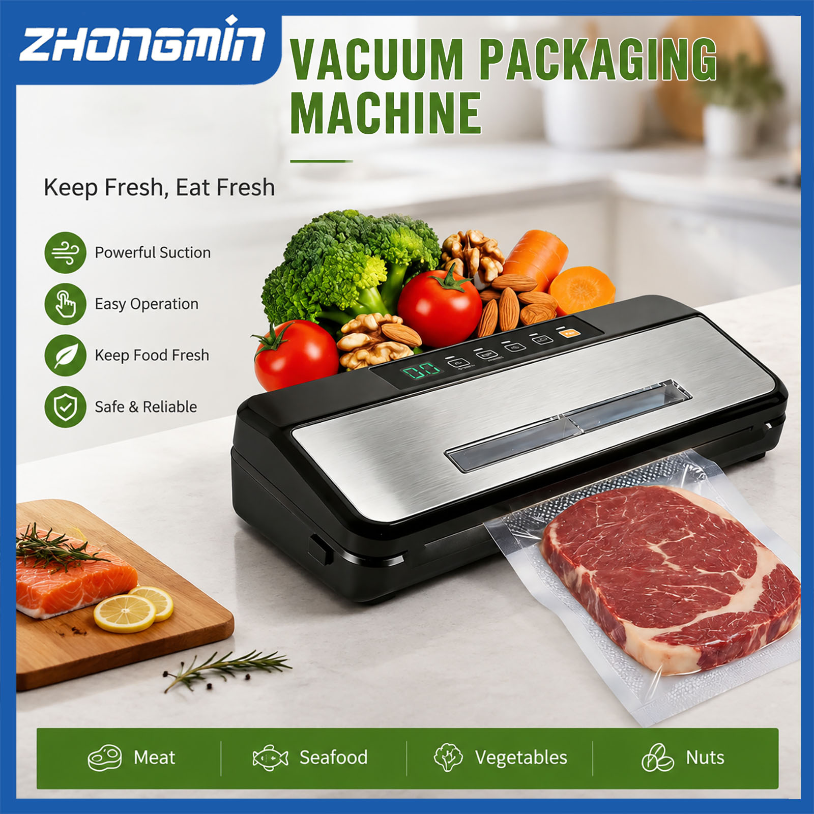 ZM-VS6608X 다기능 진공 포장기, 110V 자동 - Food Vacuum Sealer Machine 리뷰 및 가격