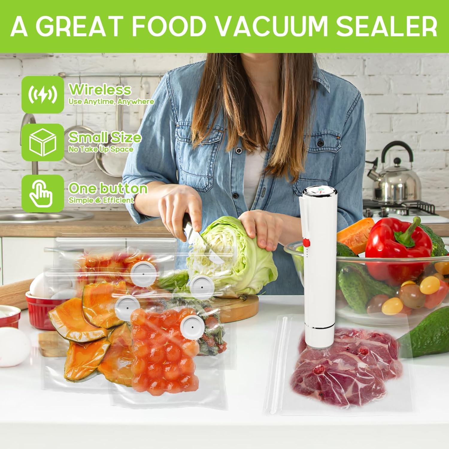 진공 밀봉기 휴대용 진공 밀봉기(5개의 진공 백 포함) - Food Vacuum Sealer Machine 리뷰 및 가격